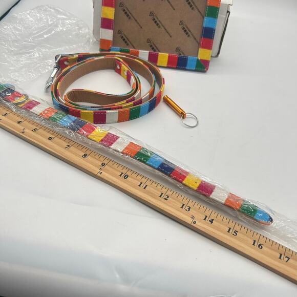 Rainbow‎ Dog Puppy Gift Set Sm/Med Multicolor Leash 16" Collar And Frame Set NEW - Picture 6 of 9